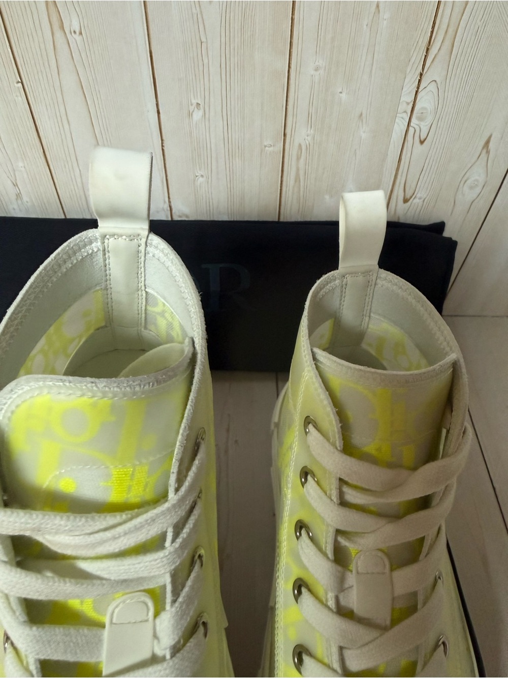 Christian Dior B23 Technical Canvas Oblique High-Top Sneaker Yellow Sz 35 / 5 - Picture 10 of 14